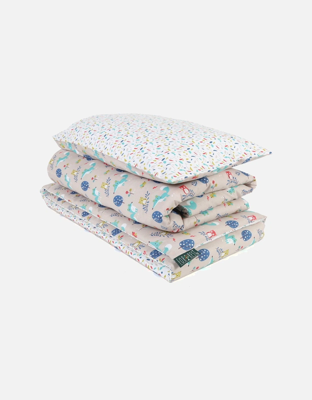 FORREST 3 Piece Reversible Cot Bed Set – Organic Cotton Baby Bedding - Woody