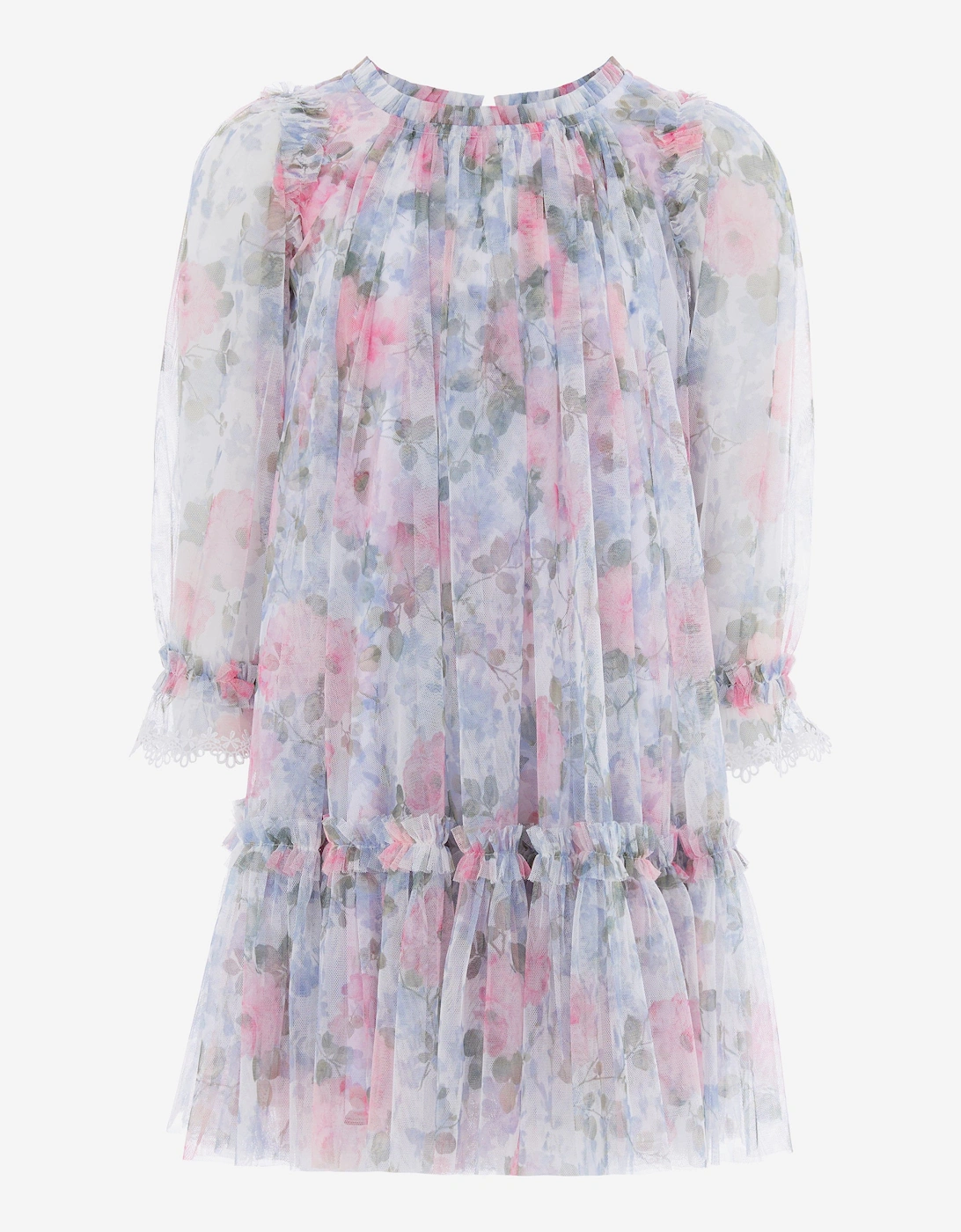 Needle & Thread Needle & Thread Girls Camille's Garden Long Sleeve Dress in Purple
