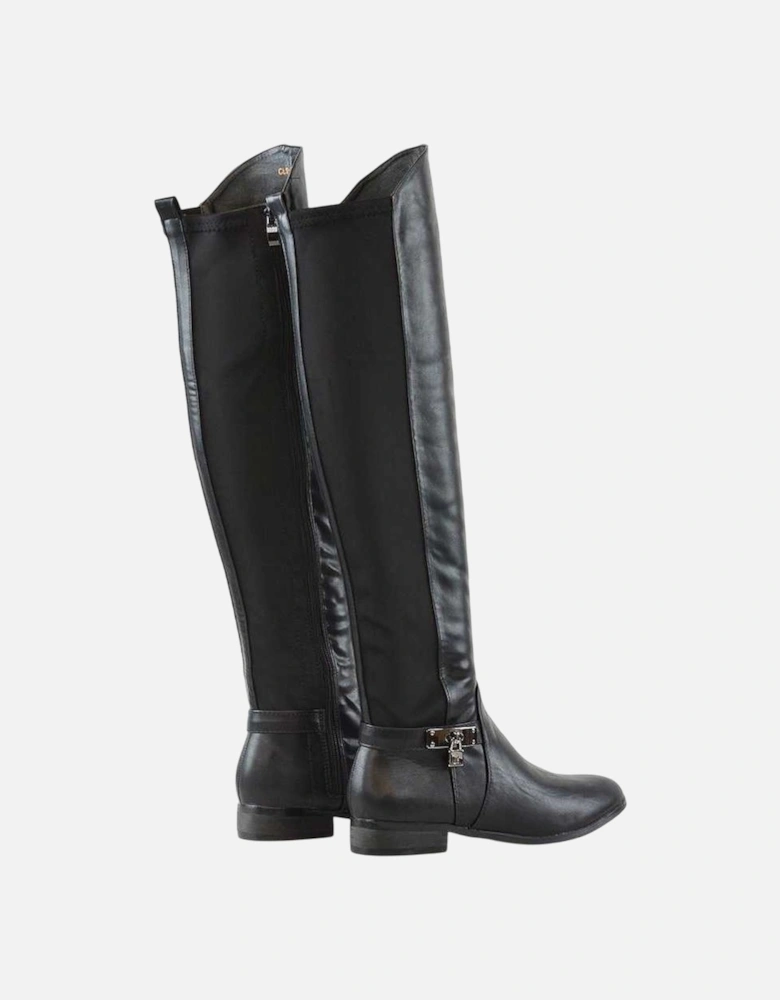 Womens/Ladies Bella Zip Elasticated Flat Thigh-High Boots