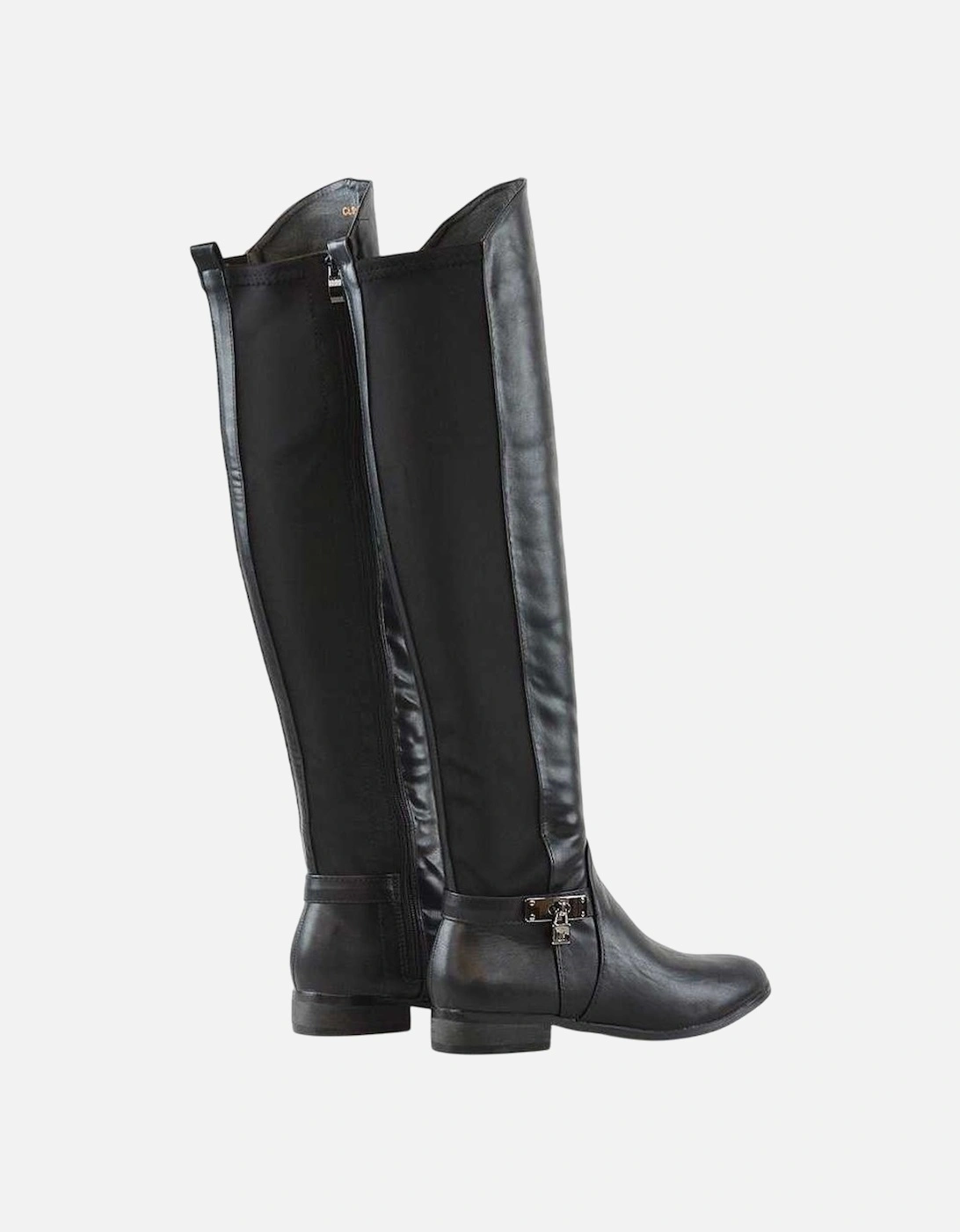 Womens/Ladies Bella Zip Elasticated Flat Thigh-High Boots