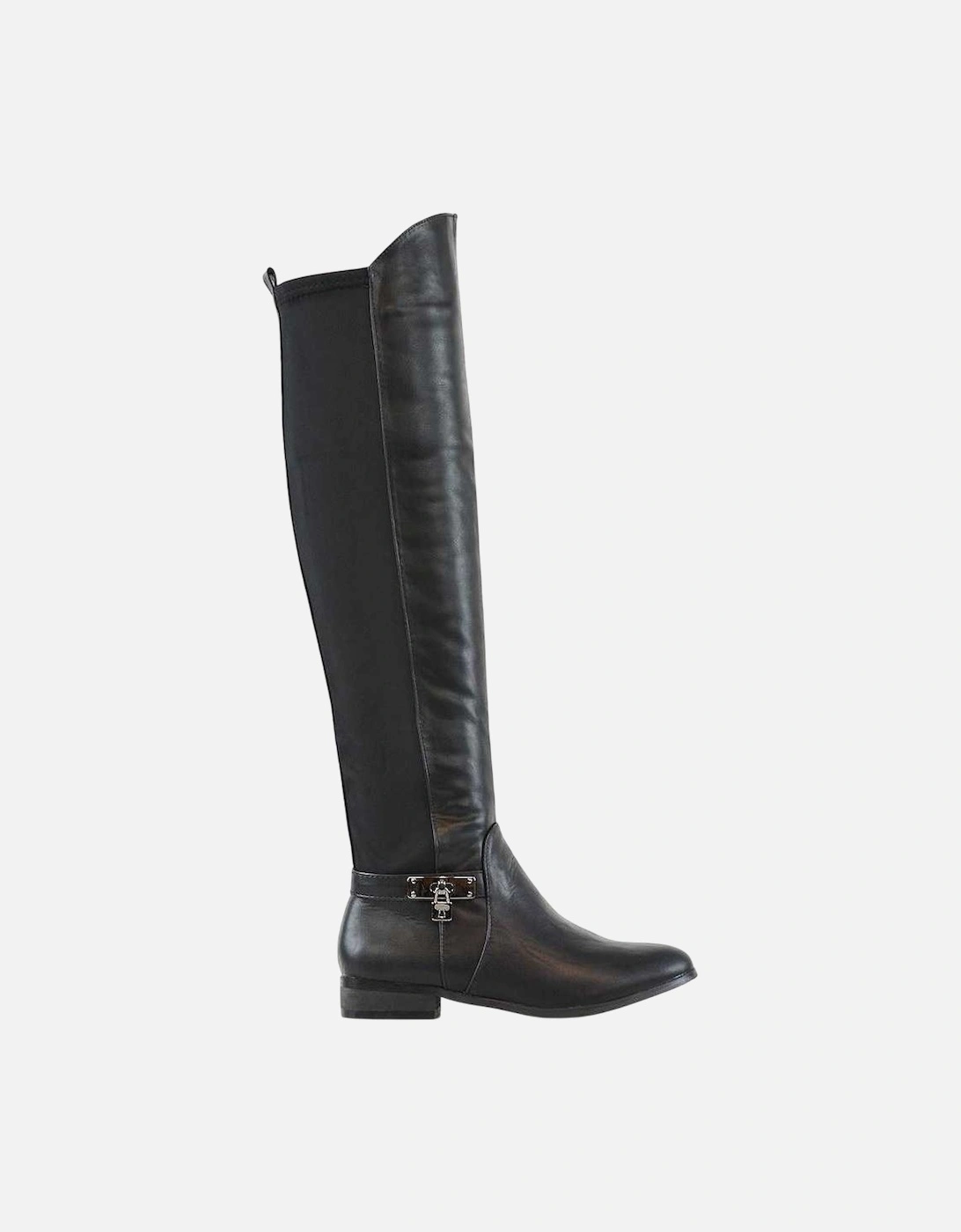 Womens/Ladies Bella Zip Elasticated Flat Thigh-High Boots