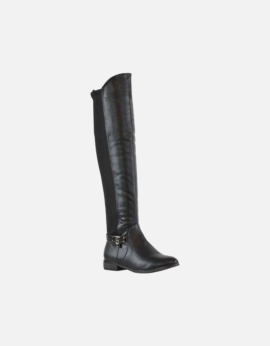 Womens/Ladies Bella Zip Elasticated Flat Thigh-High Boots