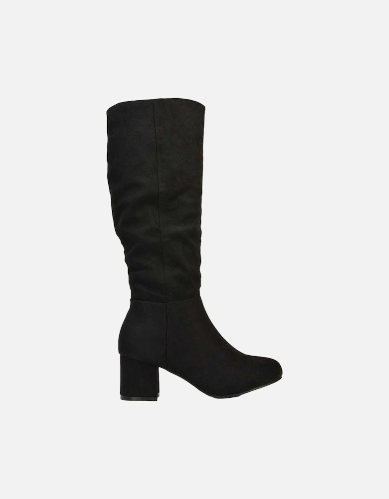 Womens/Ladies Jackie Ruched Mid Block Heel Knee-High Boots