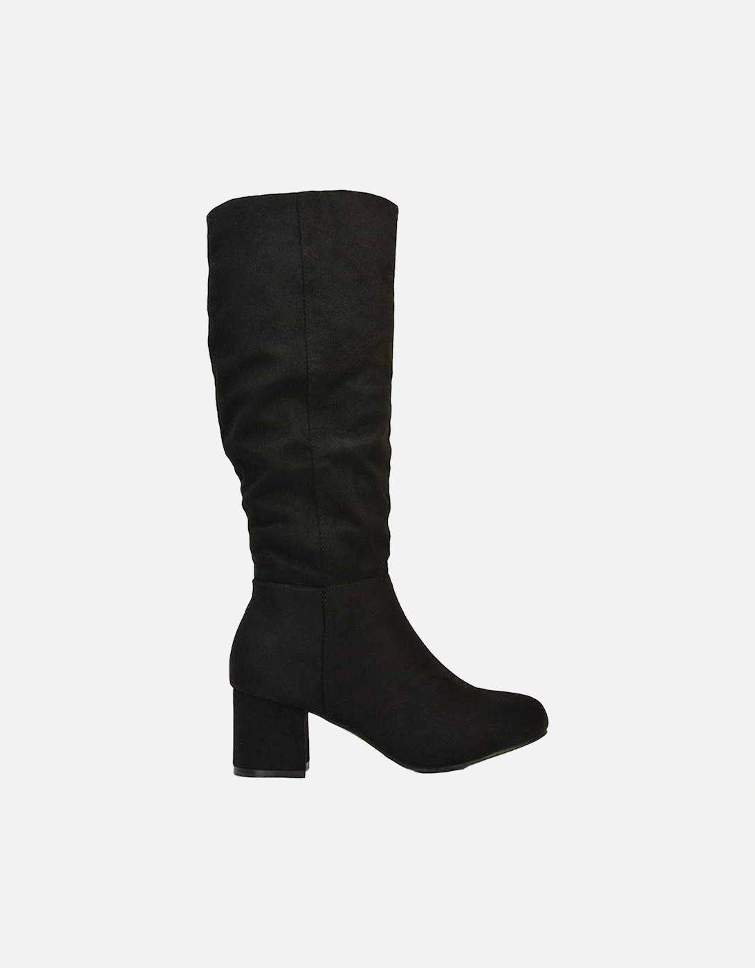 Womens/Ladies Jackie Ruched Mid Block Heel Knee-High Boots