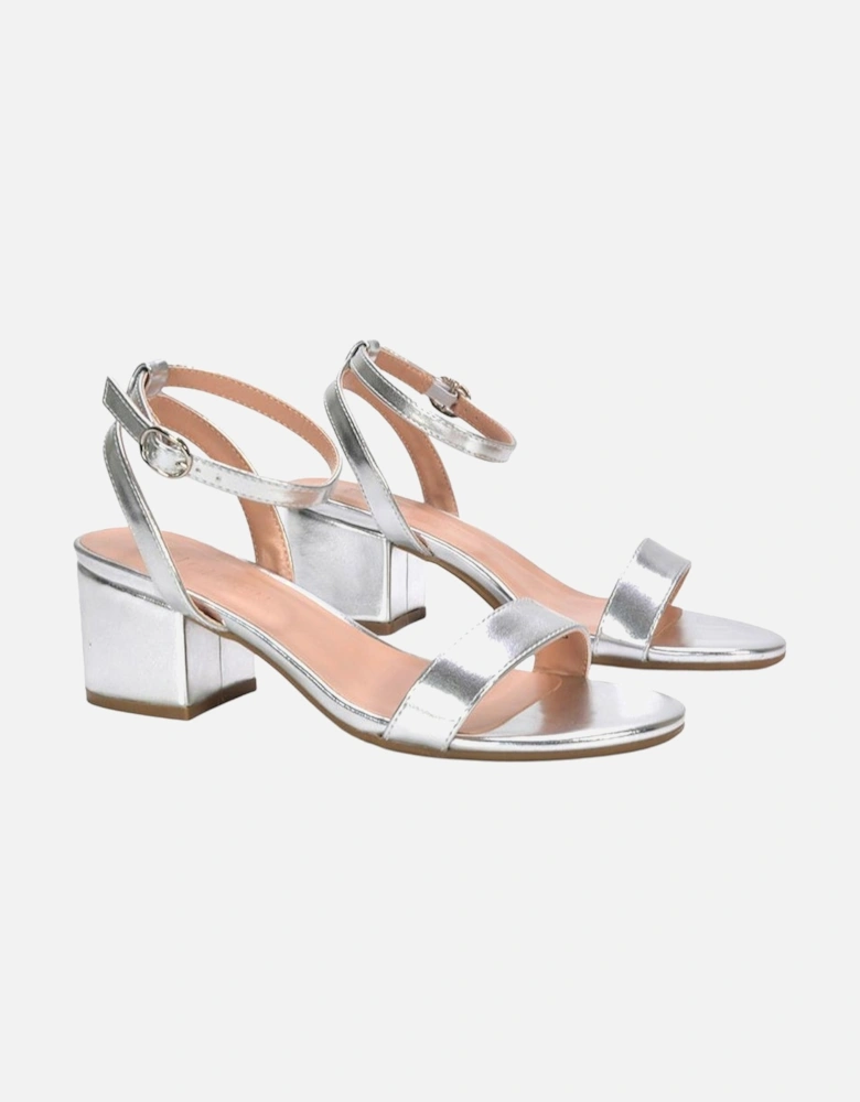 Womens/Ladies Gemma Metallic Strappy Low Block Heel Sandals