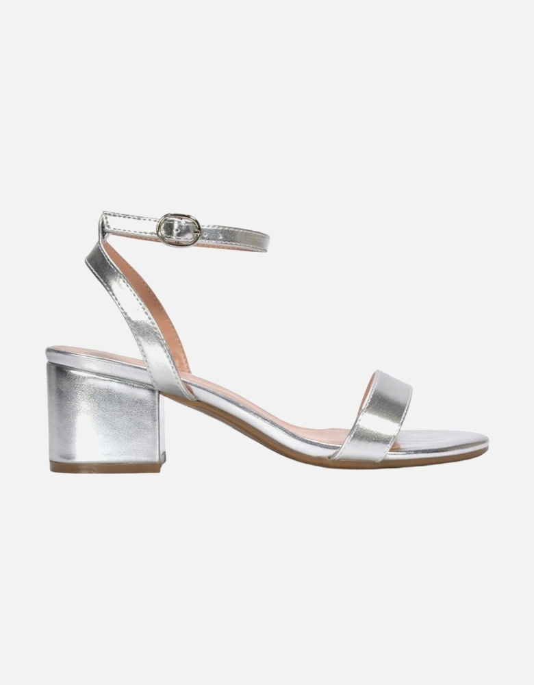Womens/Ladies Gemma Metallic Strappy Low Block Heel Sandals