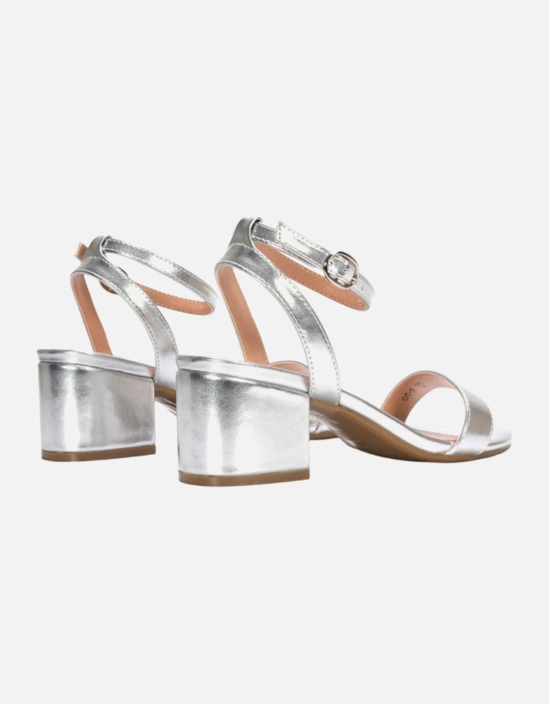 Womens/Ladies Gemma Metallic Strappy Low Block Heel Sandals