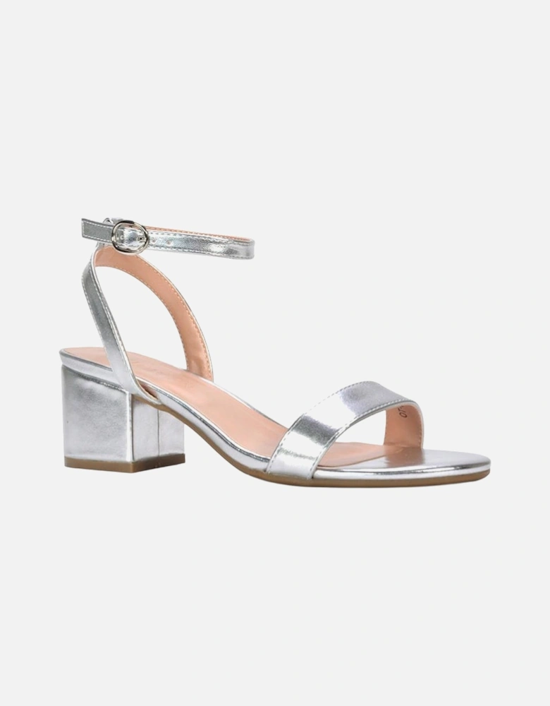 Womens/Ladies Gemma Metallic Strappy Low Block Heel Sandals