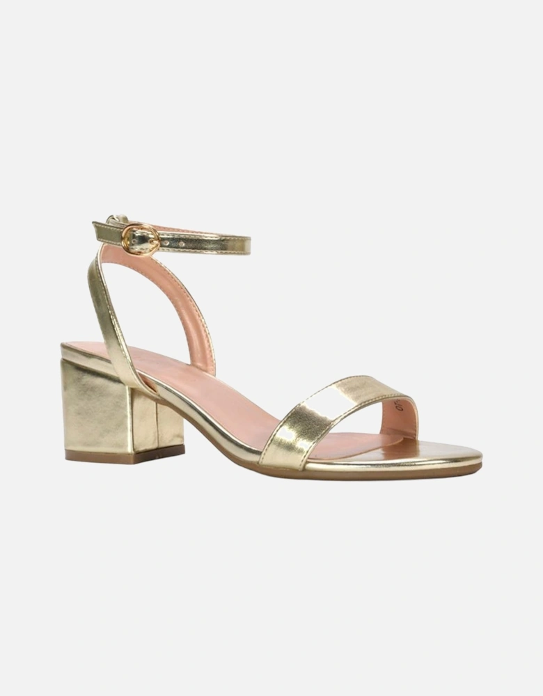 Womens/Ladies Gemma Metallic Strappy Low Block Heel Sandals