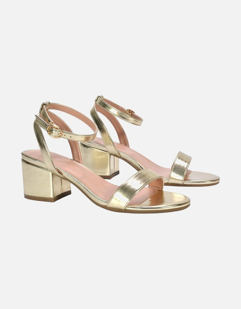 Womens/Ladies Gemma Metallic Strappy Low Block Heel Sandals