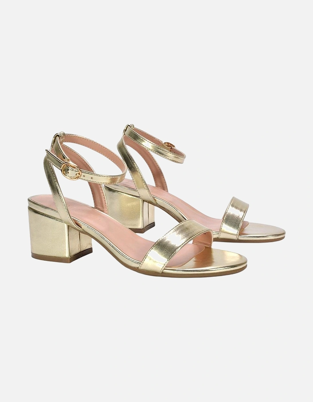 Womens/Ladies Gemma Metallic Strappy Low Block Heel Sandals