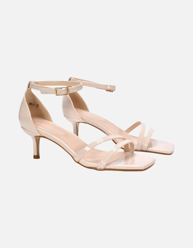 Womens/Ladies Lea Patent Open Toe Low Kitten Heel Sandals