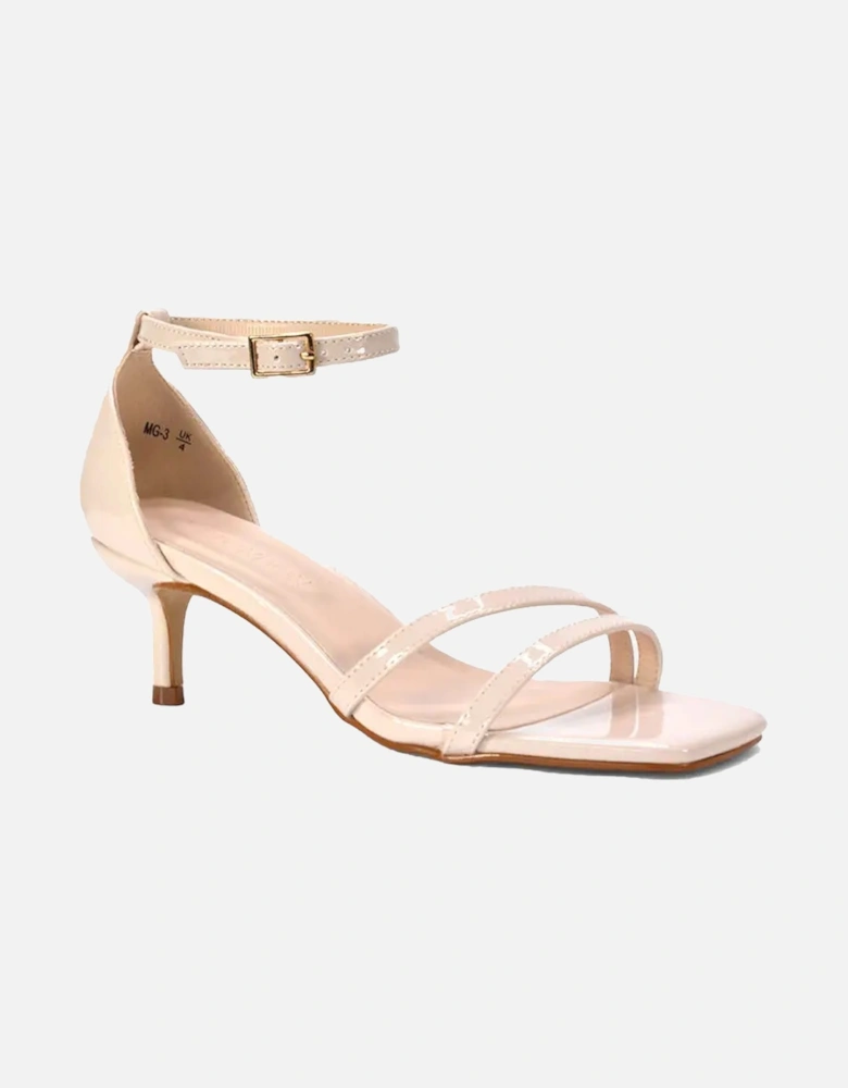 Womens/Ladies Lea Patent Open Toe Low Kitten Heel Sandals