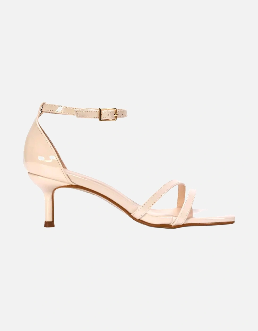 Womens/Ladies Lea Patent Open Toe Low Kitten Heel Sandals