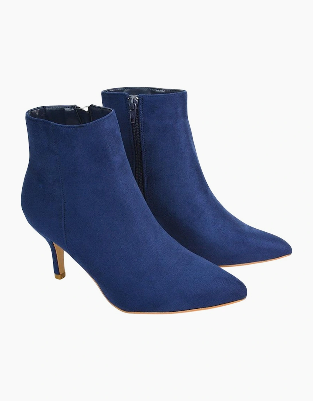 Women's XY London Womens/Ladies Anastsia Side Zip Mid Kitten Heel Ankle Boots - Navy - Size: 5