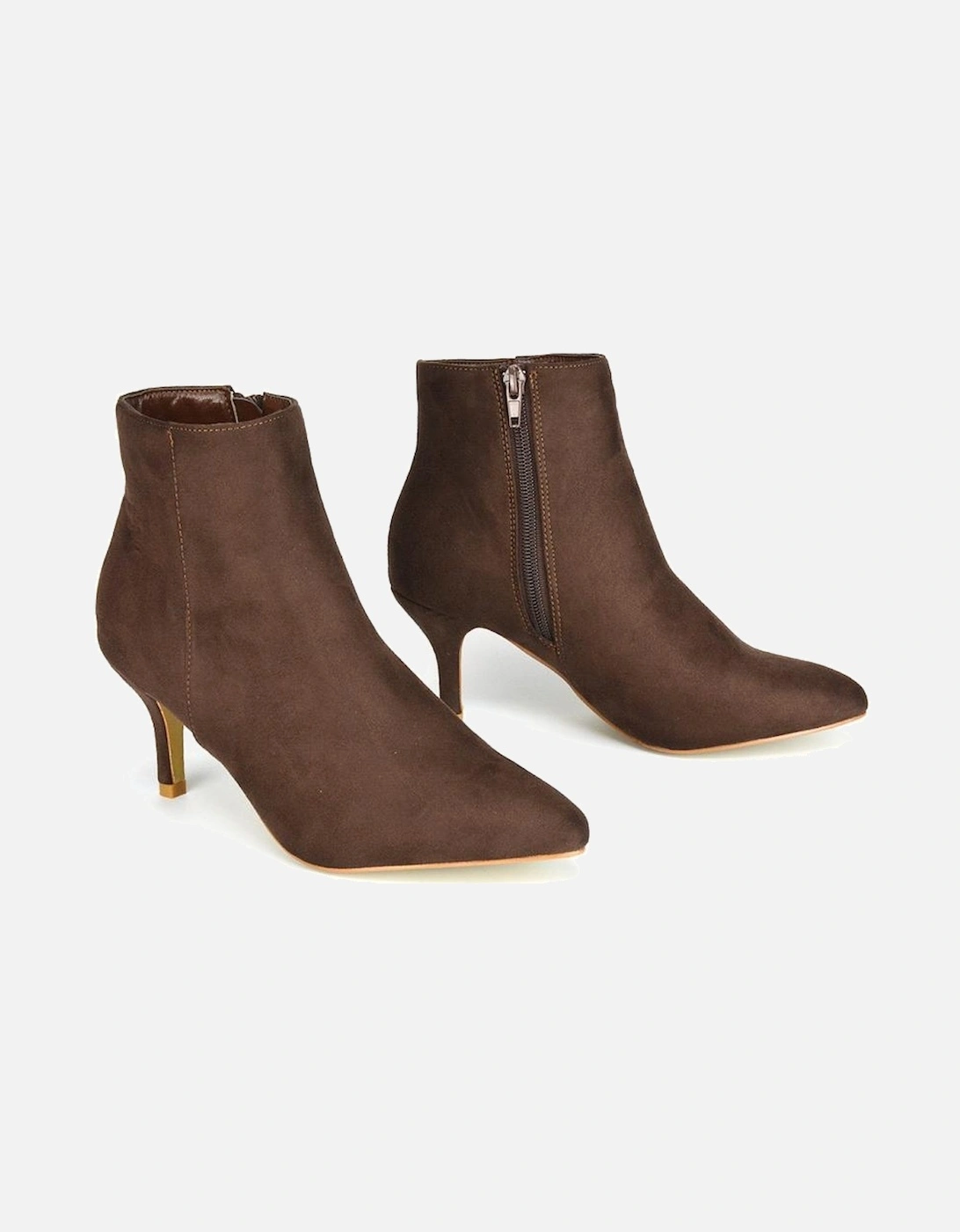 Womens/Ladies Anastsia Side Zip Mid Kitten Heel Ankle Boots