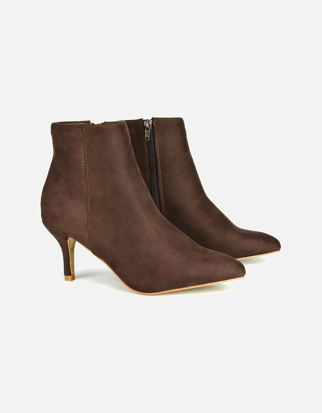 Womens/Ladies Anastsia Side Zip Mid Kitten Heel Ankle Boots