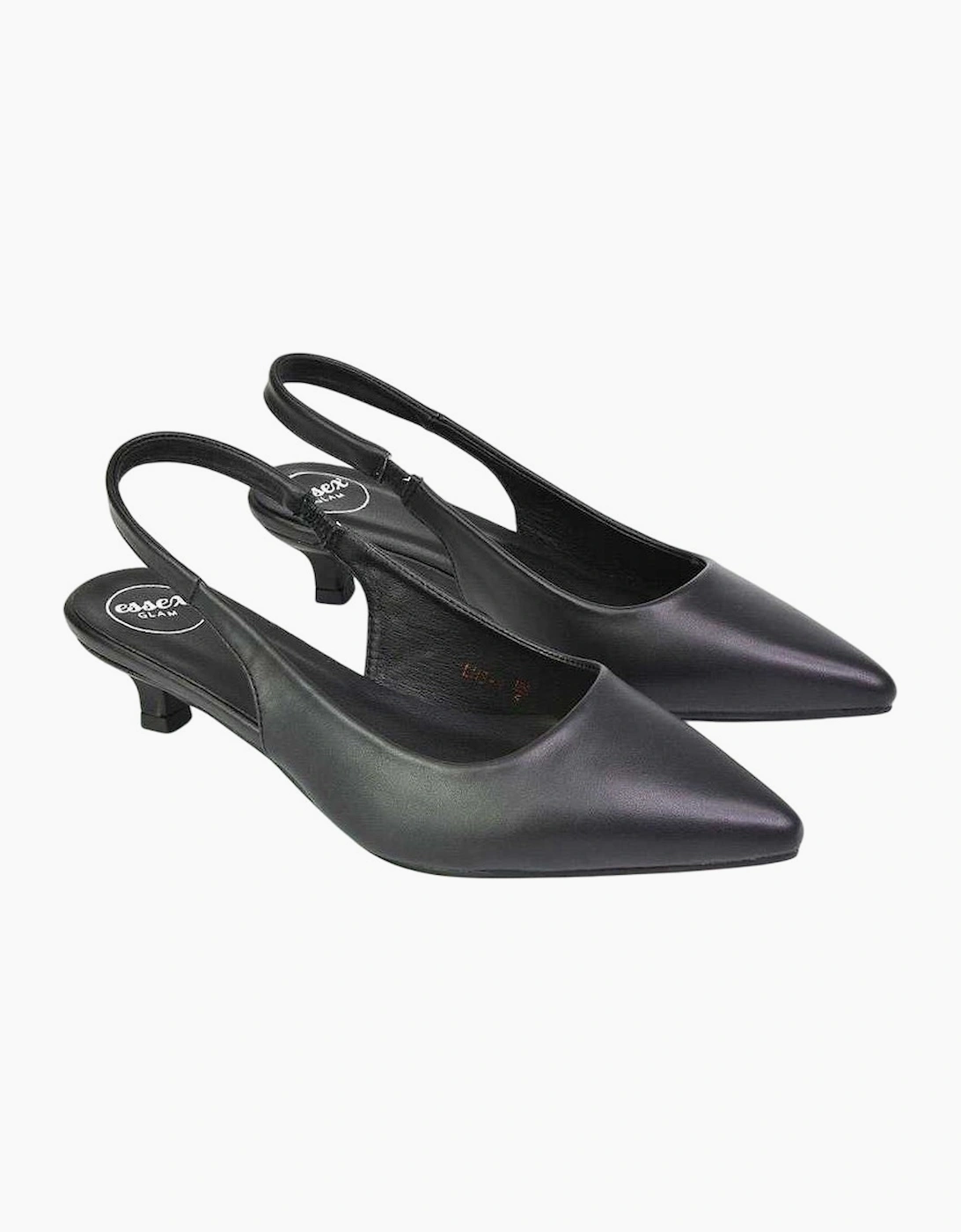Women's XY London Womens/Ladies Avalone Sling Back Kitten Heel Sandals - Black - Size: 6