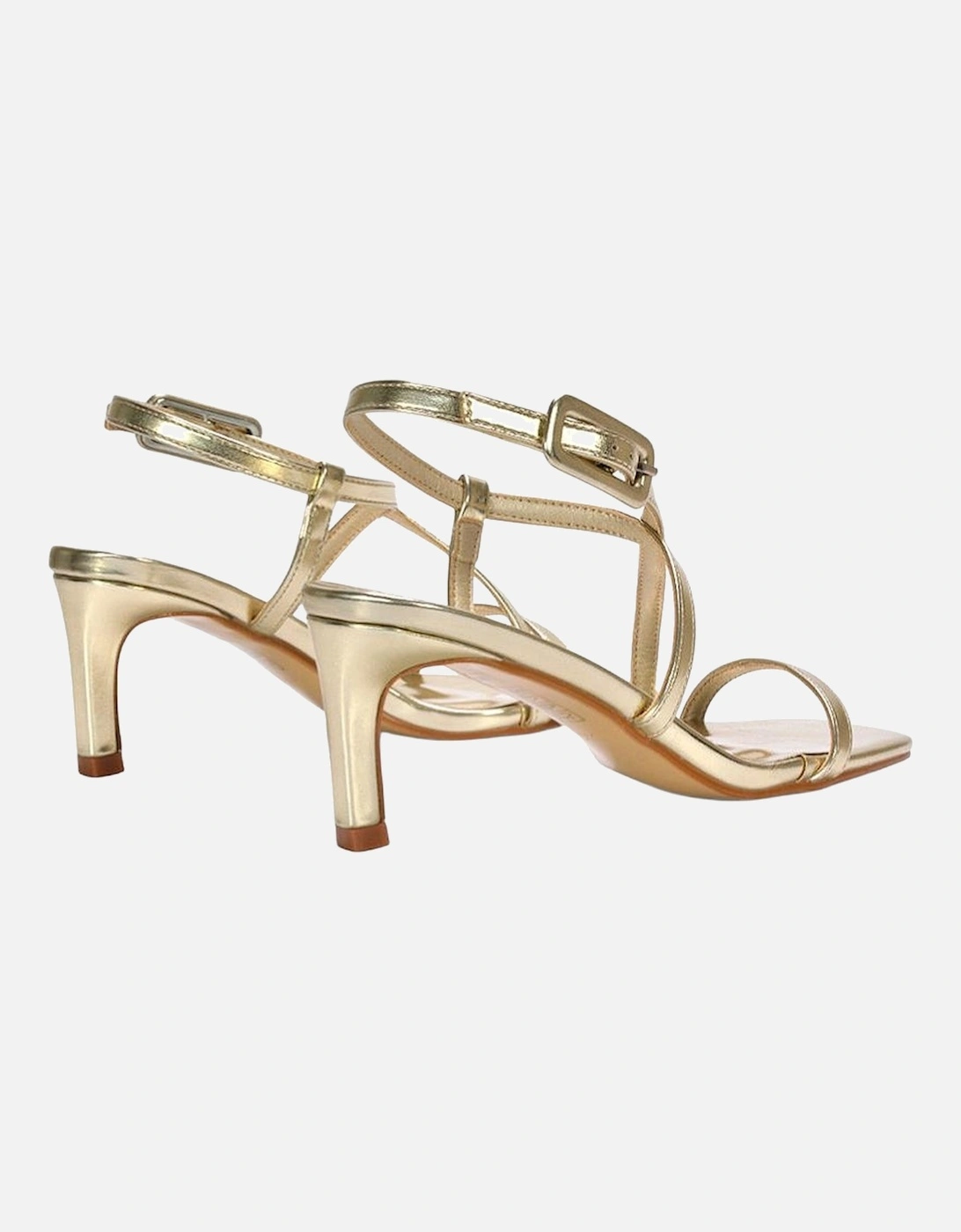 Womens/Ladies Gabriella Metallic Square Toe Mid Stiletto Sandals