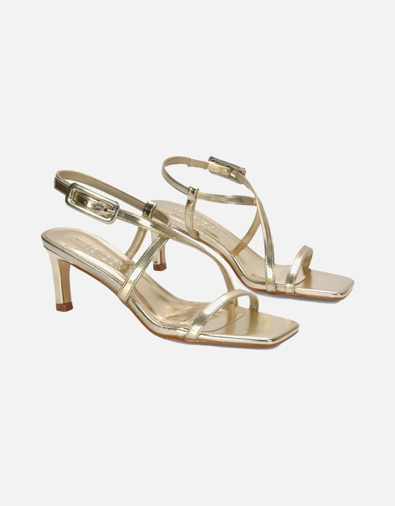 Womens/Ladies Gabriella Metallic Square Toe Mid Stiletto Sandals