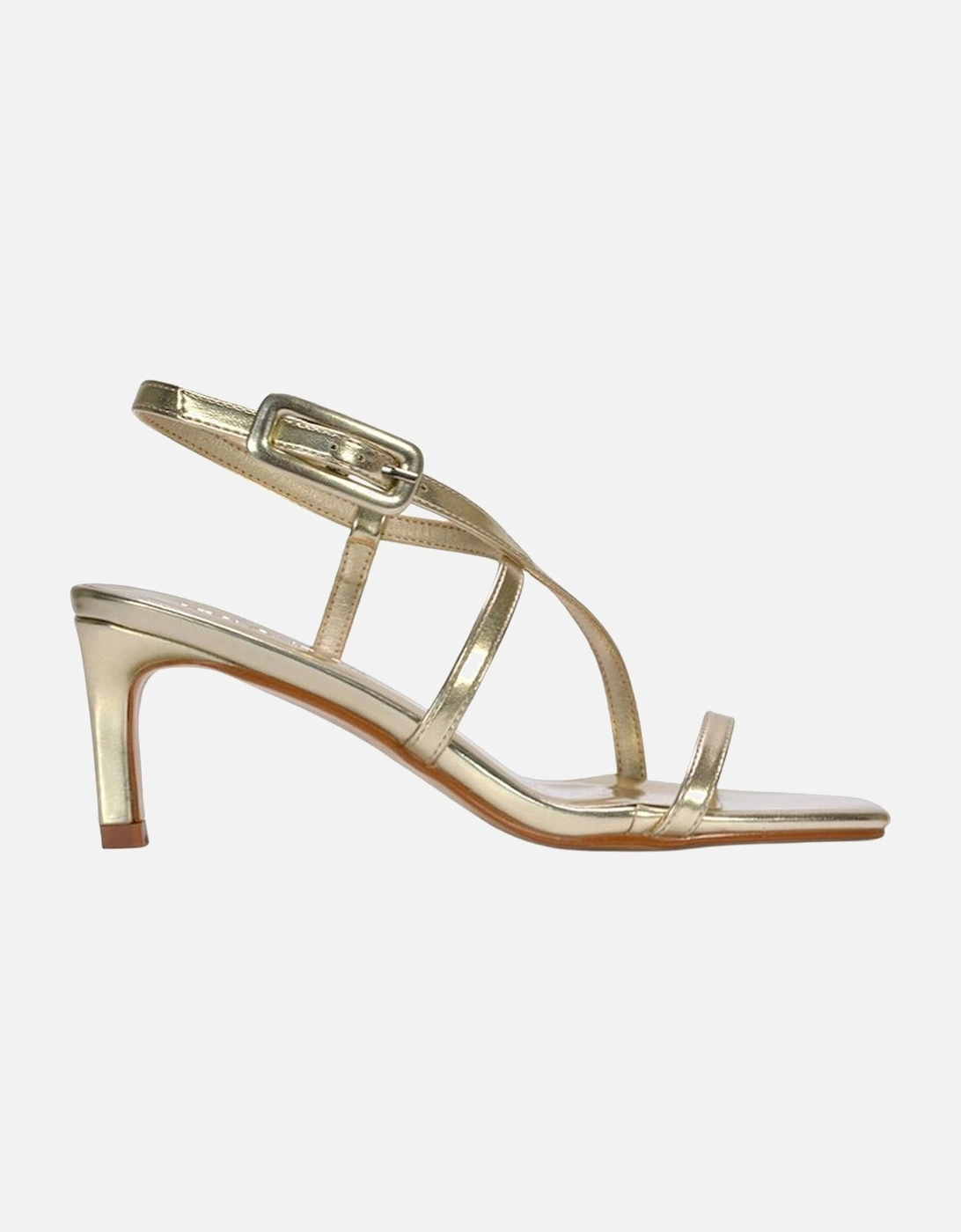 Womens/Ladies Gabriella Metallic Square Toe Mid Stiletto Sandals