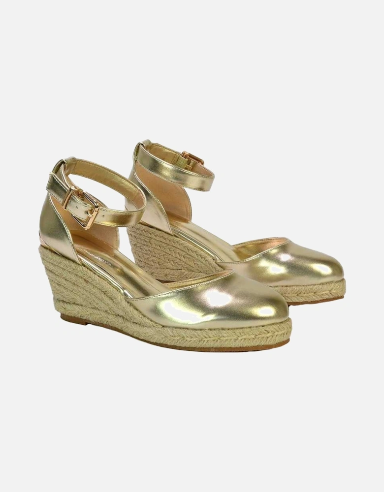 Womens/Ladies Forest Metallic Closed Toe Wedge Espadrilles
