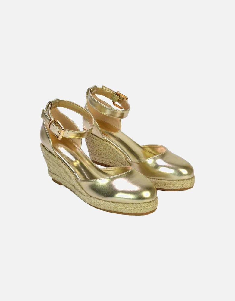 Womens/Ladies Forest Metallic Closed Toe Wedge Espadrilles