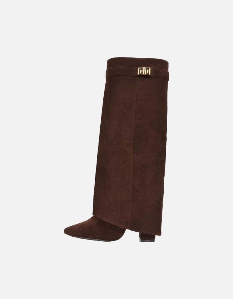 Womens/Ladies Rayna Fold Over Pointed Knee-High Boots