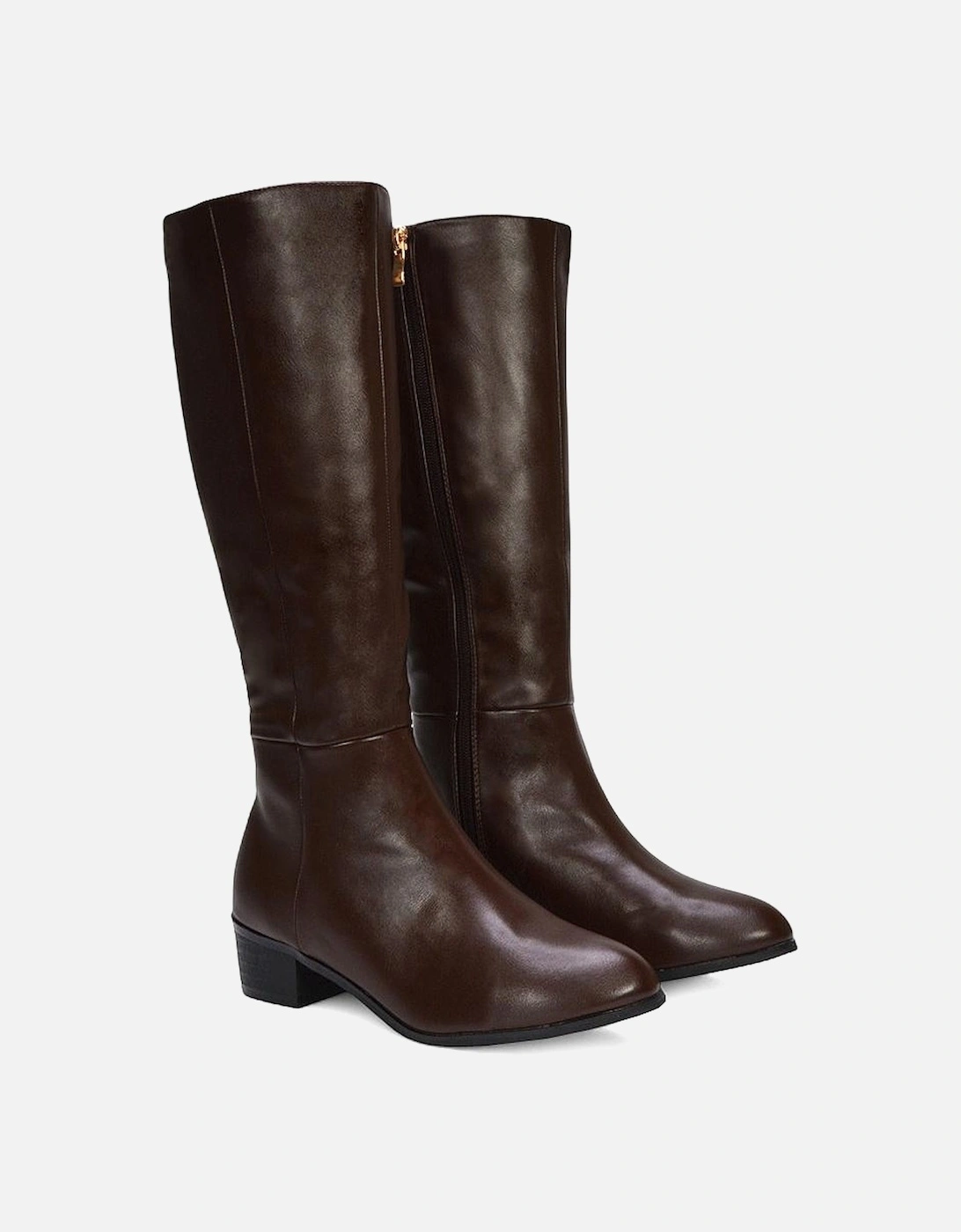 Womens/Ladies Anne Low Block Heel Knee-High Boots