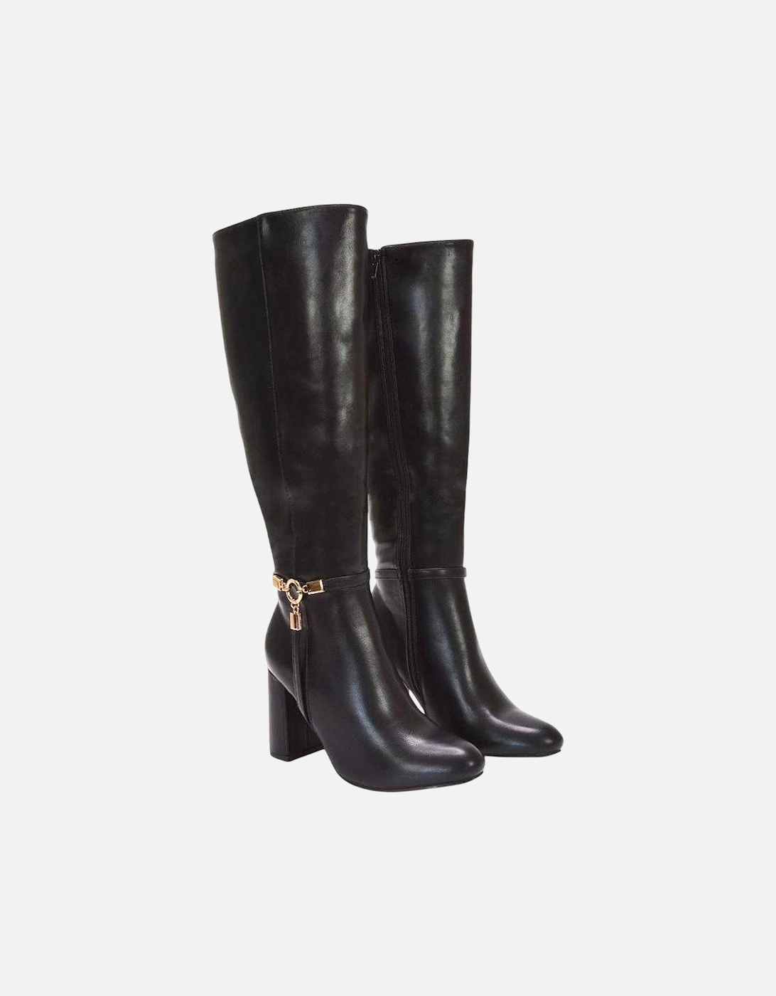 Womens/Ladies Ebony Wide Calf Knee-High Boots, 5 of 4
