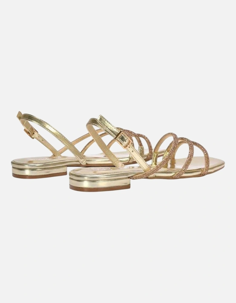 Womens/Ladies Abigale Diamante Metallic Sling Back Sandals