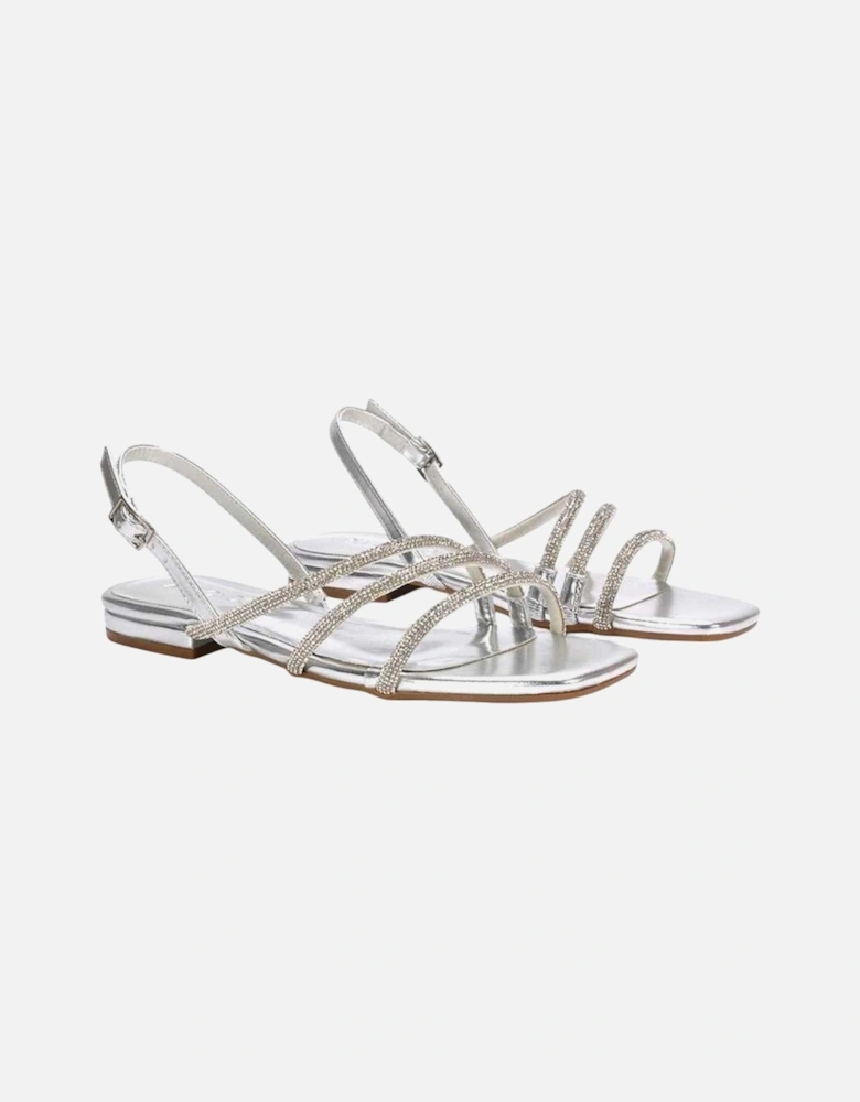 Womens/Ladies Abigale Diamante Metallic Sling Back Sandals