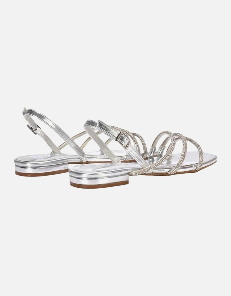 Womens/Ladies Abigale Diamante Metallic Sling Back Sandals