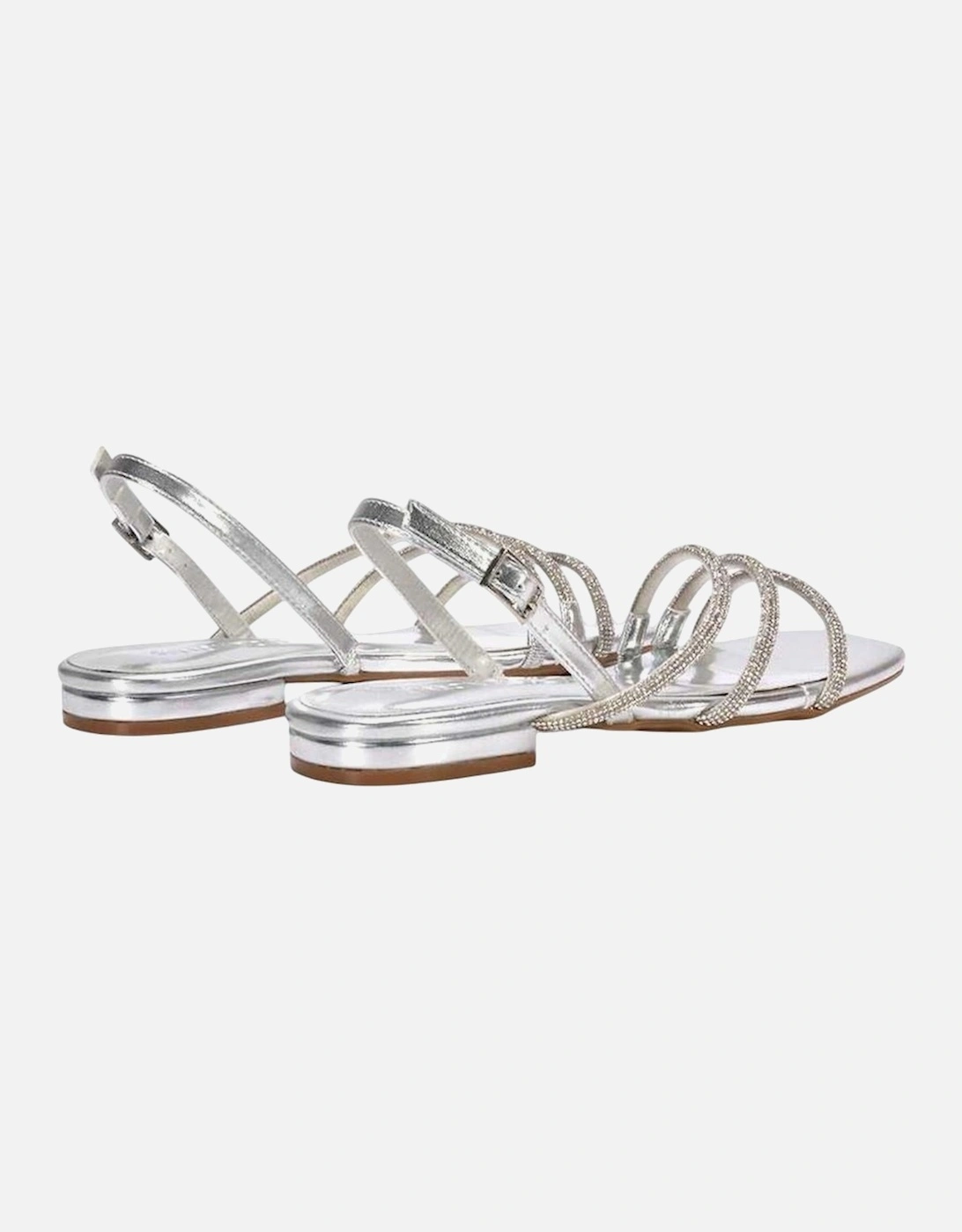 Womens/Ladies Abigale Diamante Metallic Sling Back Sandals