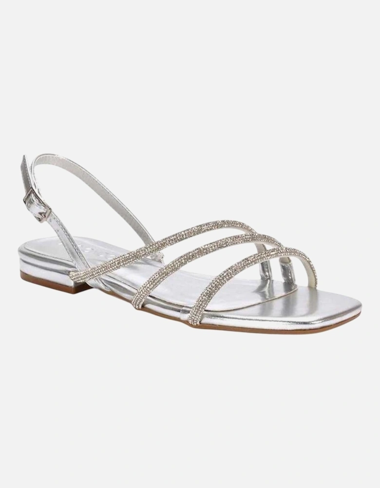 Womens/Ladies Abigale Diamante Metallic Sling Back Sandals