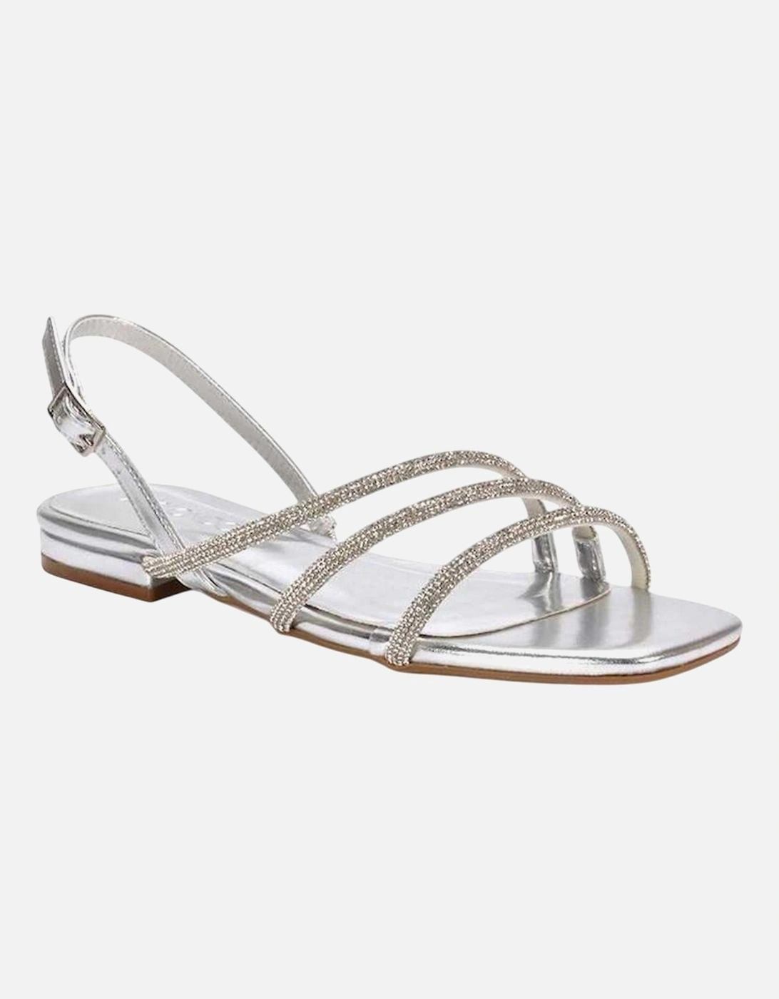 Womens/Ladies Abigale Diamante Metallic Sling Back Sandals