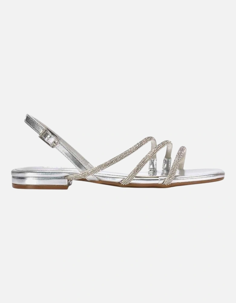 Womens/Ladies Abigale Diamante Metallic Sling Back Sandals