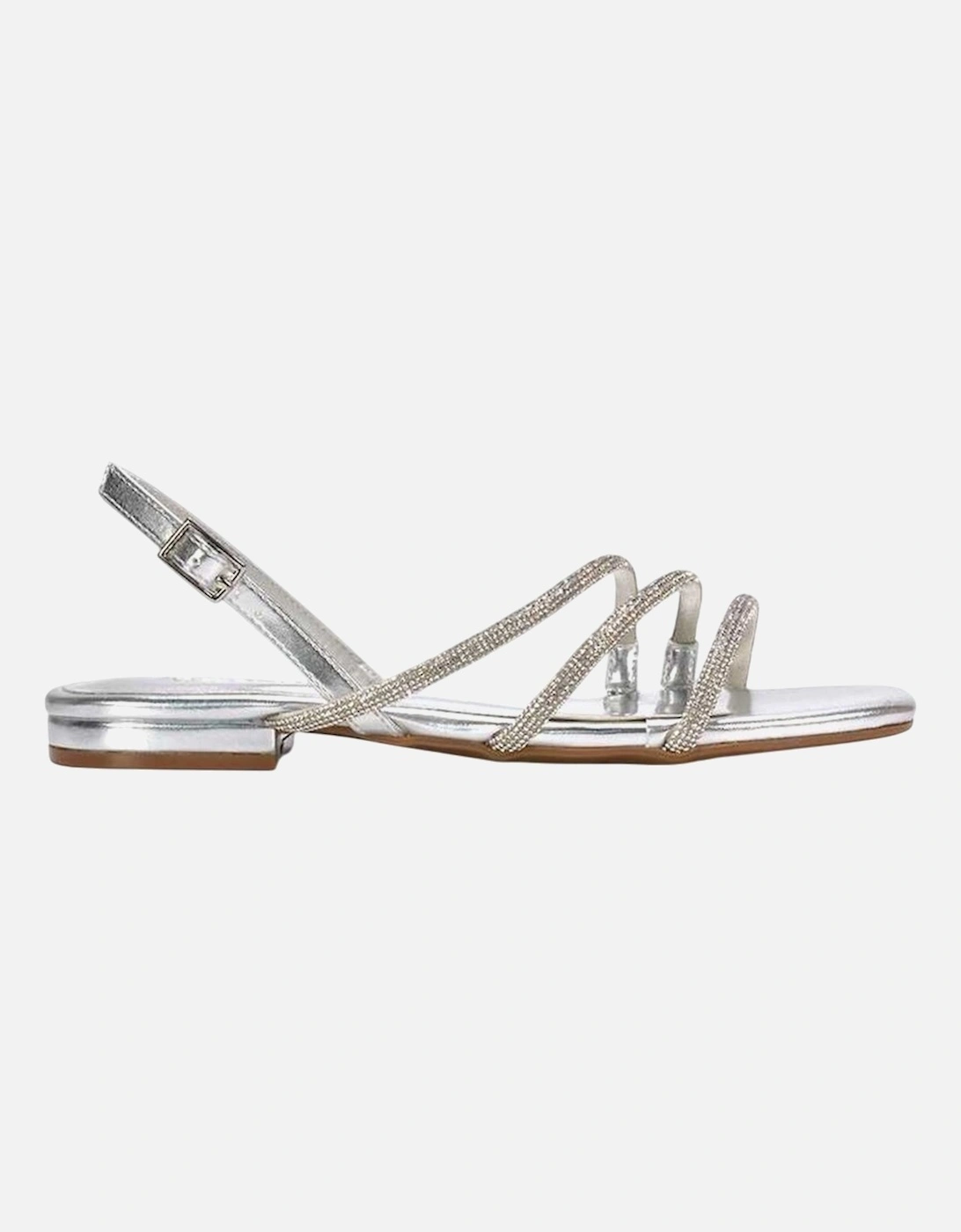Womens/Ladies Abigale Diamante Metallic Sling Back Sandals