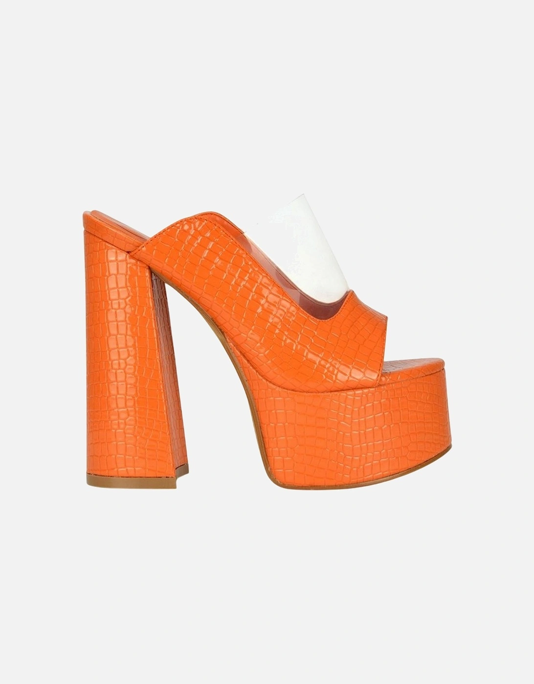 Womens/Ladies Saorise Patent Perspex Panel High Block Heel Mules