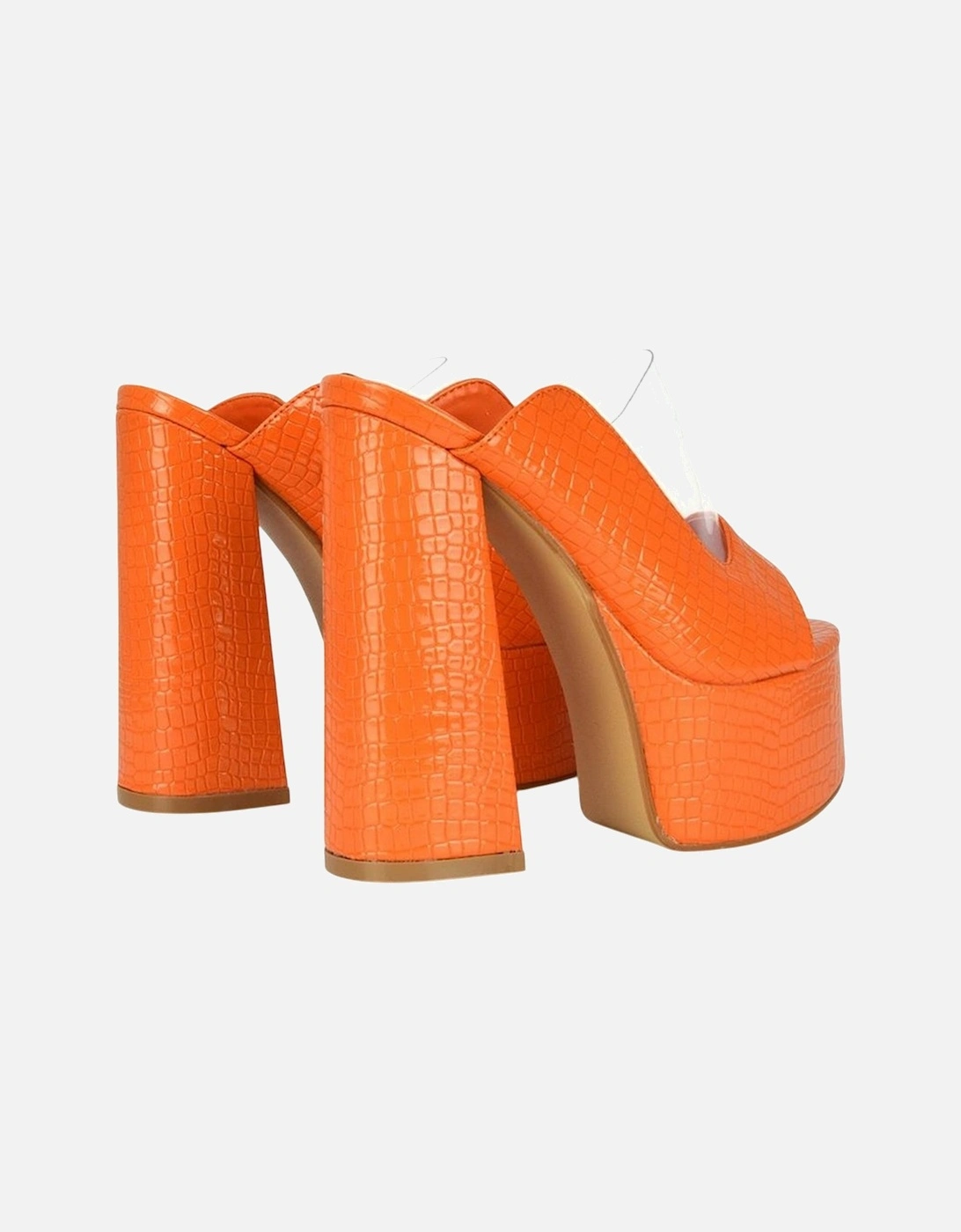 Womens/Ladies Saorise Patent Perspex Panel High Block Heel Mules