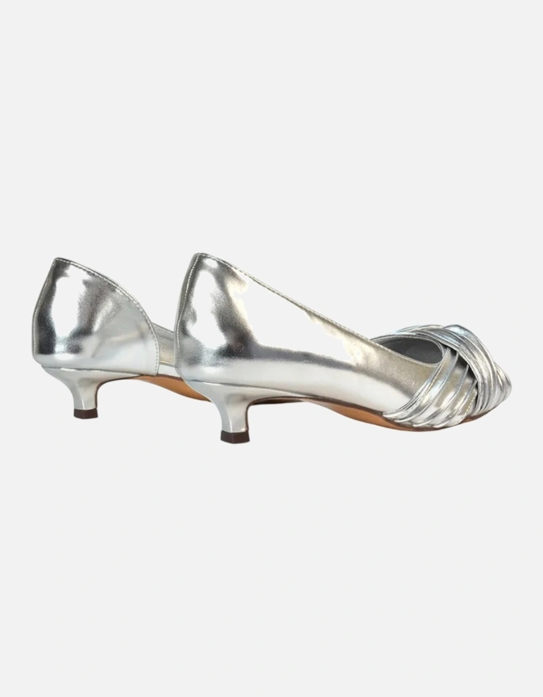 Womens/Ladies Freya Metallic Pointed Low Kitten Heel Pumps
