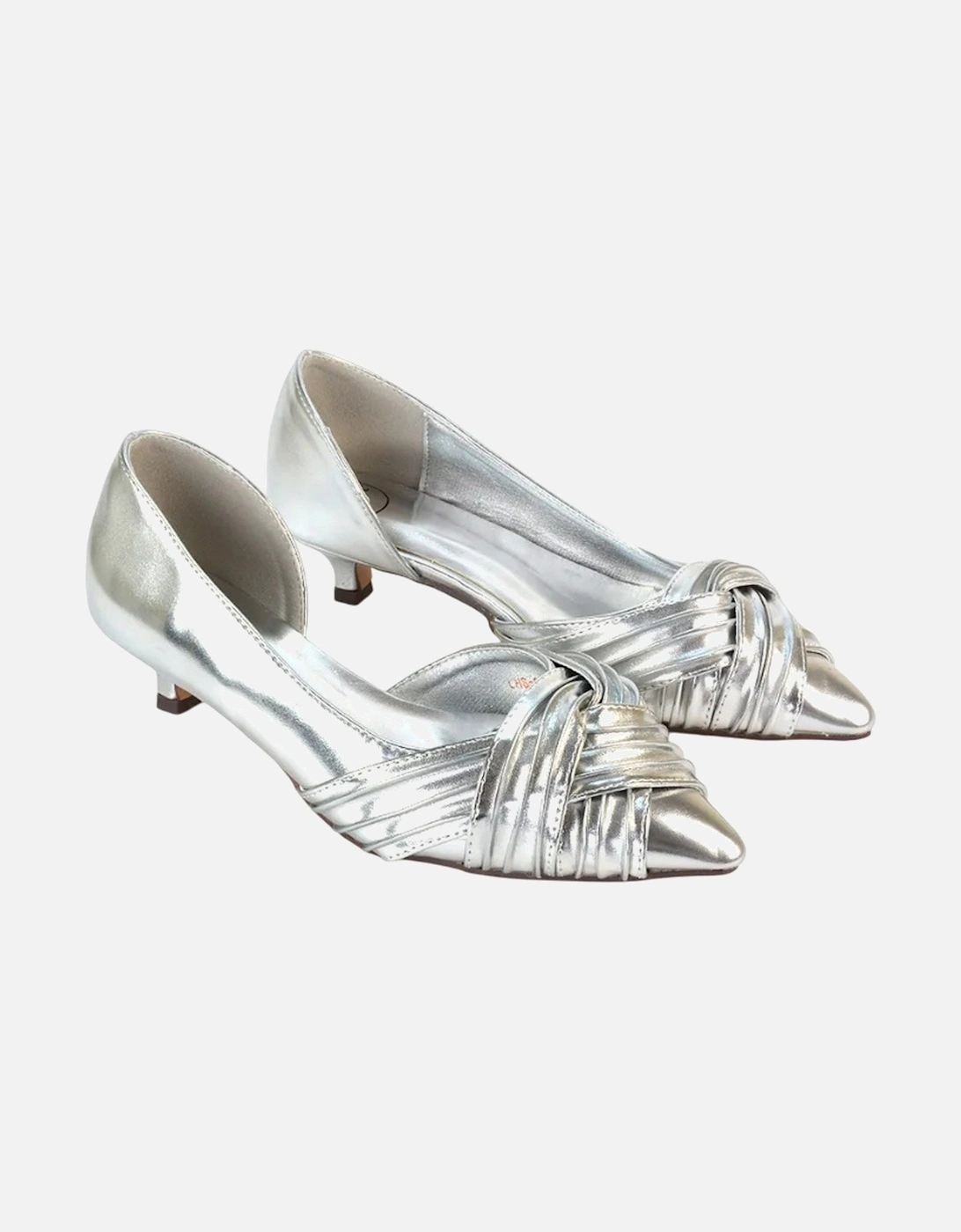 Womens/Ladies Freya Metallic Pointed Low Kitten Heel Pumps, 6 of 5