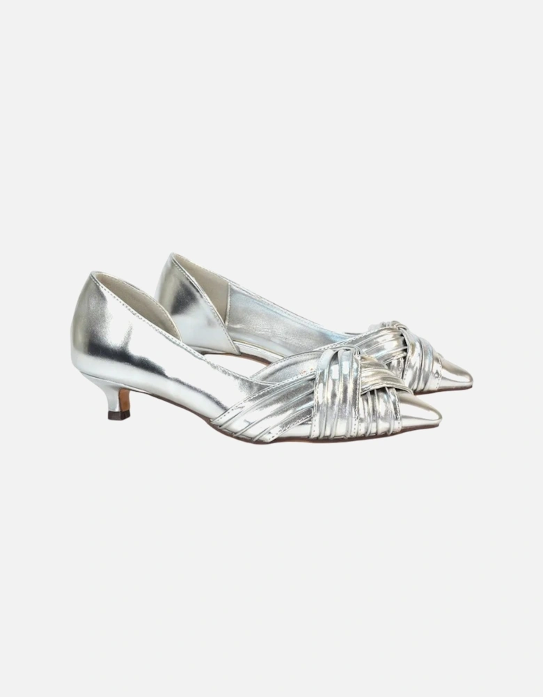 Womens/Ladies Freya Metallic Pointed Low Kitten Heel Pumps