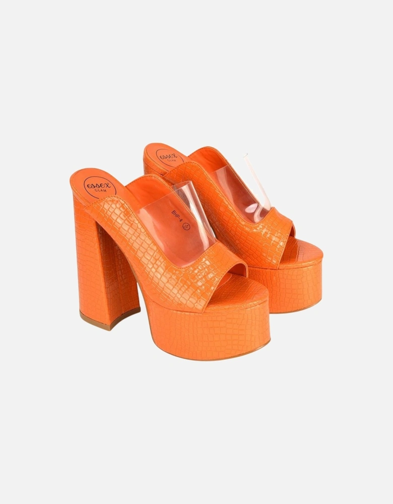 Womens/Ladies Saorise Patent Perspex Panel High Block Heel Mules