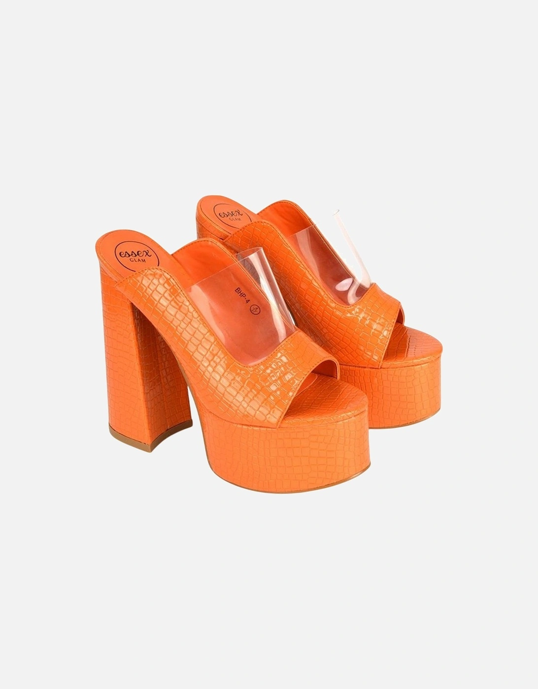 Womens/Ladies Saorise Patent Perspex Panel High Block Heel Mules, 4 of 3