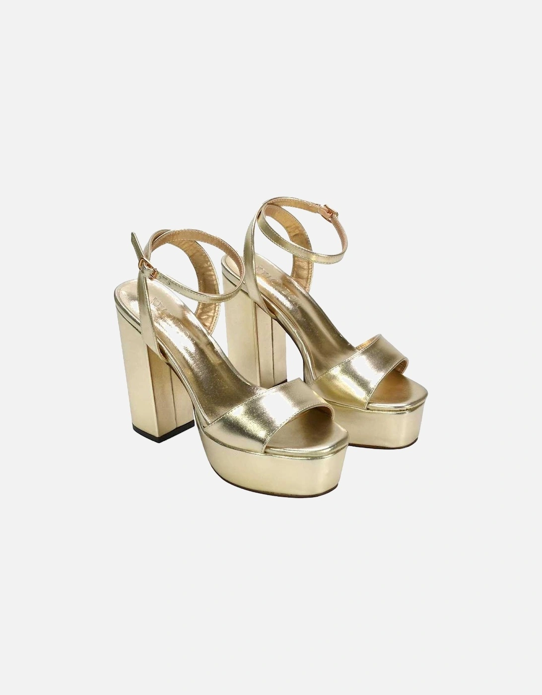 Womens/Ladies Jayce Metallic Strappy High Block Heel Sandals