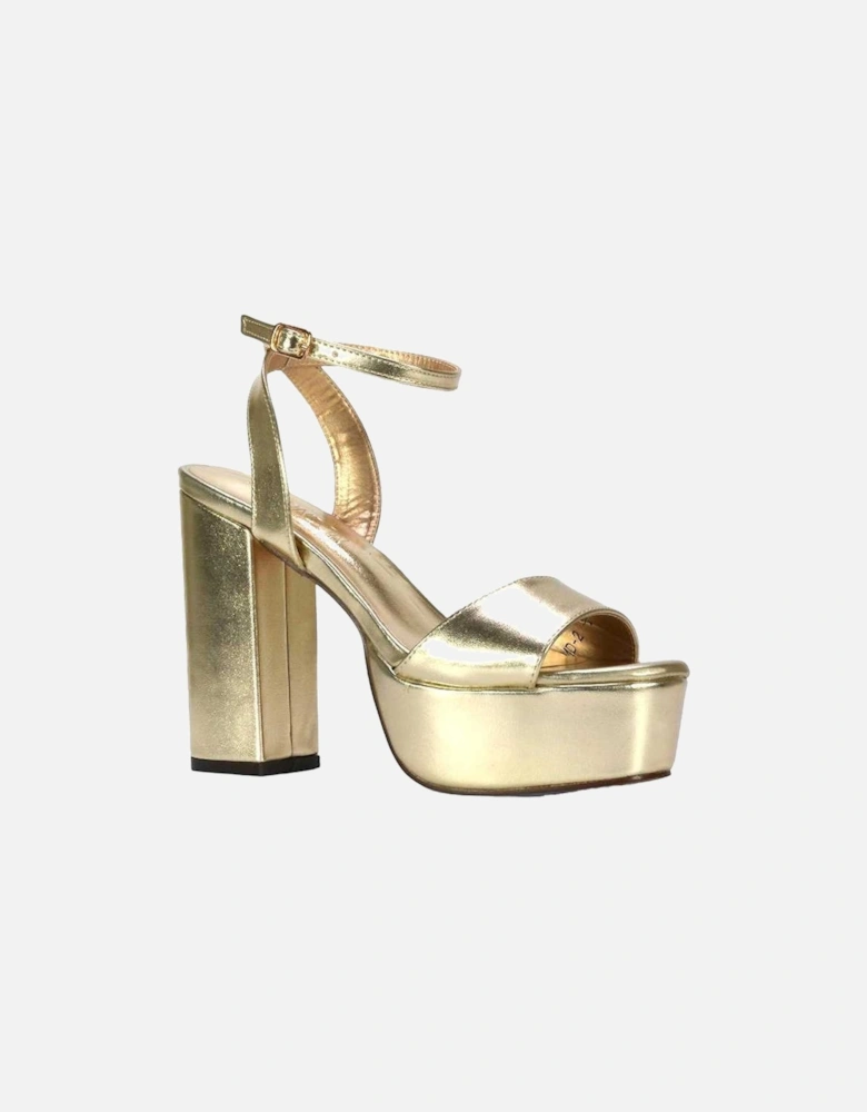 Womens/Ladies Jayce Metallic Strappy High Block Heel Sandals