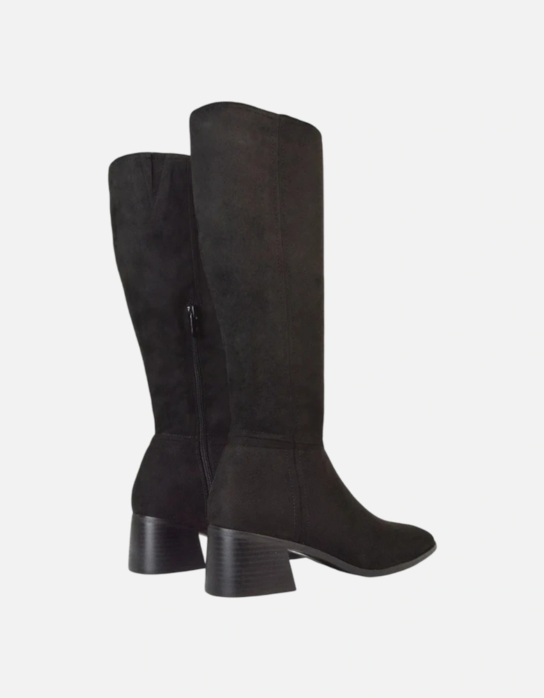 Womens/Ladies Ruby Square Toe Side Zip Low Heel Knee-High Boots