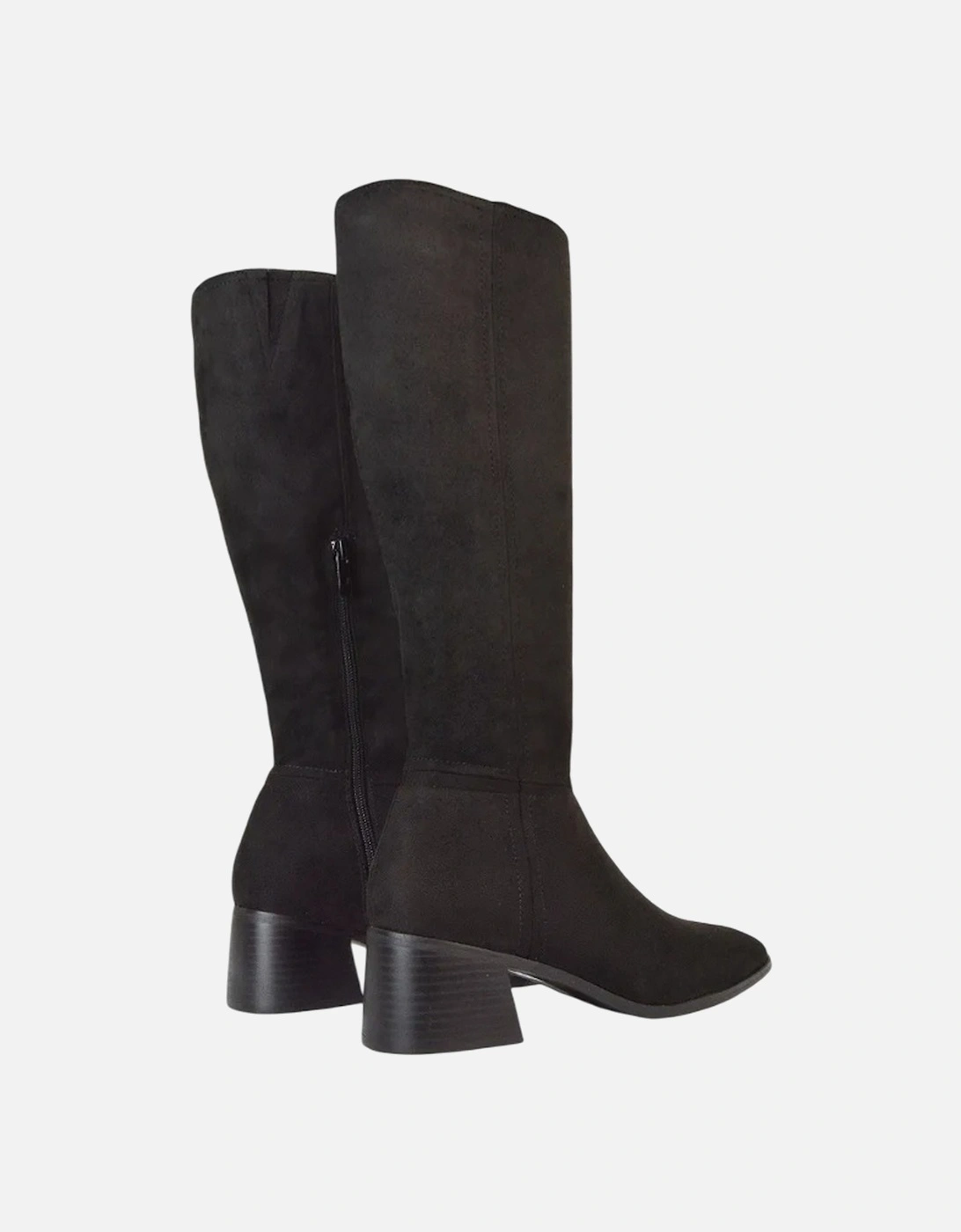 Womens/Ladies Ruby Square Toe Side Zip Low Heel Knee-High Boots