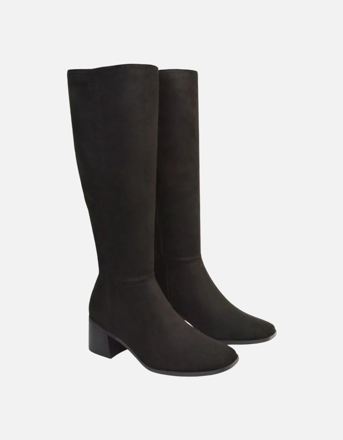 Womens/Ladies Ruby Square Toe Side Zip Low Heel Knee-High Boots, 5 of 4